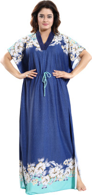 SHOPPING STATION Women Nighty(Blue)