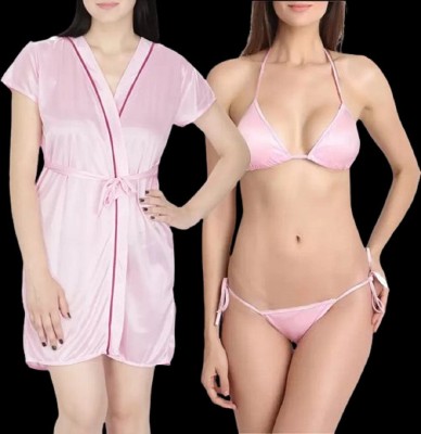 Ghjkh Hub Women Robe and Lingerie Set(Multicolor)