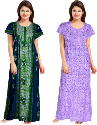 Hans Crafted Women Nighty(Multicolor)