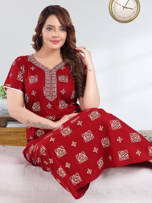 TRUNDZ Women Nighty(Red)