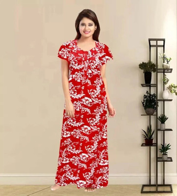 Homezilla Women Nighty(Red)