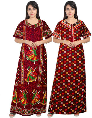 dinesh enterprises Women Nighty(Maroon)