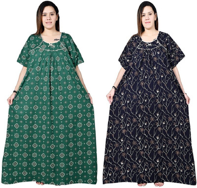 Bindass female collection Women Nighty(Dark Green, Blue)
