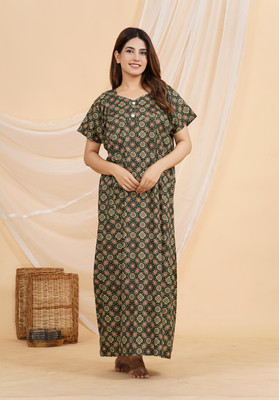 Vardhana Women Maternity/Nursing Nighty(Dark Green)