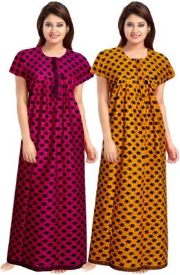 JWF Women Nighty(Pink, Yellow)