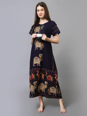 Frodup Women Nighty(Blue)