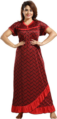SHOPPING STATION Women Nighty(Maroon)