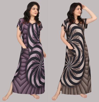 PURSA Women Nighty Set(Multicolor)