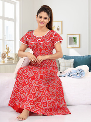 Mallinath Women Nightdress(Red)