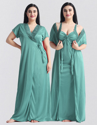 LoveMagnet Women Nighty with Robe(Light Green)