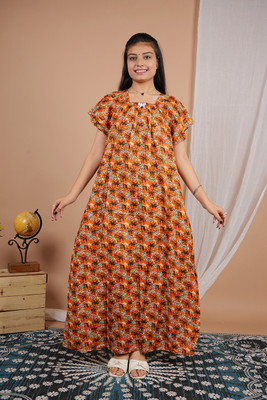 VEERTEJAA Women Nighty(Brown)