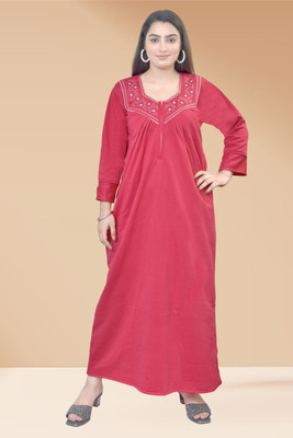 MECHANICALwear Women Nighty(Red)