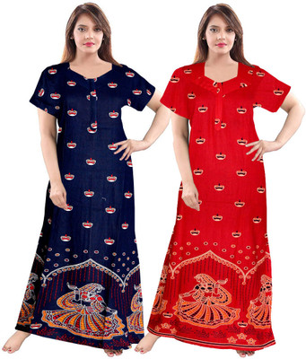 Kesar Designs Women Nighty(Blue, Red)