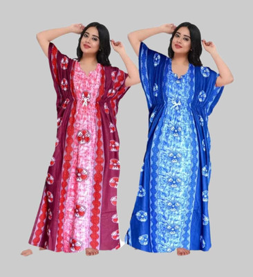 dinesh enterprises Women Nighty(Pink, Blue)