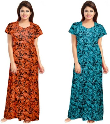 Sarika Fashion Women Nighty(Orange, Blue)