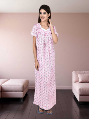 HOC Women Nighty(Pink, White)