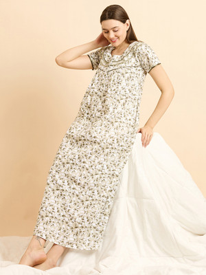 SWEET DREAMS Women Nighty(Green)