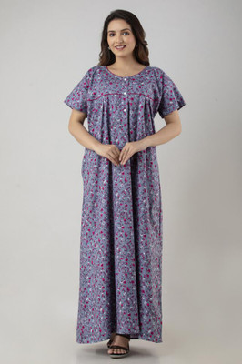 KOSHAMBI Women Nighty(Grey)