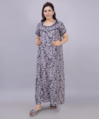 mamma's maternity Women Maternity/Nursing Nighty(Multicolor)