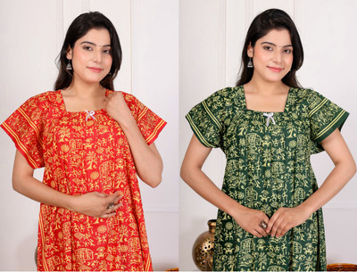 mudrika fashions Women Nighty(Green)