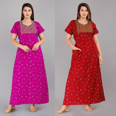 SANJAY Women Nighty(Pink, Red)