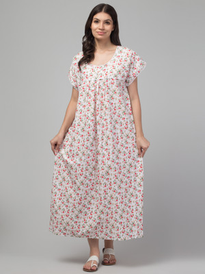 FamBee Women Nighty(White)