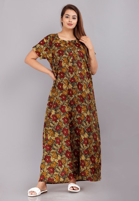 AakarShana Women Nighty(Brown)