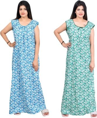 Magnen Women Nighty(Blue, Green)