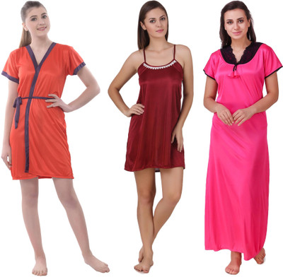 YUALIN CREATION Women Nighty Set(Multicolor)