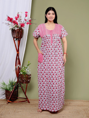 Saicreation Women Nighty(Pink)