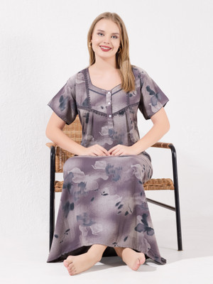 TRUNDZ Women Nighty(Grey)