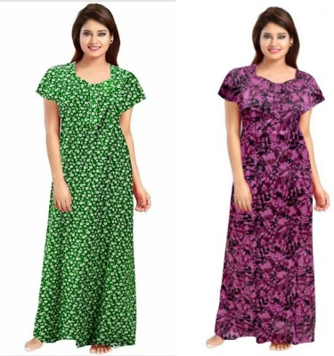 Sarika Fashion Women Nighty(Green, Purple)