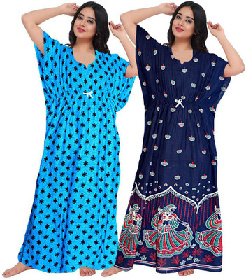 KrishvProducts Women Nighty(Black)
