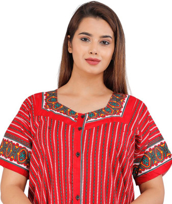 Durga Enterprises Women Maternity/Nursing Nighty(Red)