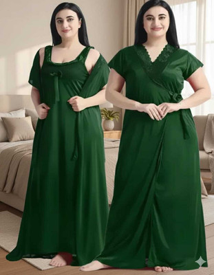 Dream heaven collection Women Nighty(Dark Green)