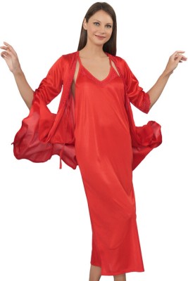 Legit Affair Women Nighty with Robe(Red)