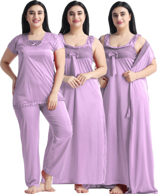 kavya enterprizes Women Nighty with Robe(Pink)