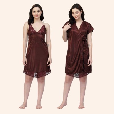 MF Fashion Women Nighty(Brown)