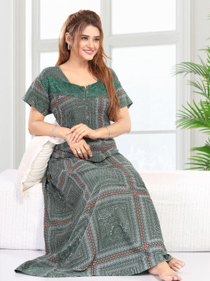 Gutthi Women Nightdress(Green)