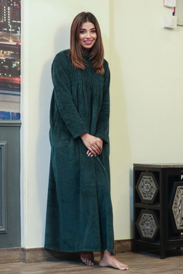 Feathers Closet Women Nighty(Green)