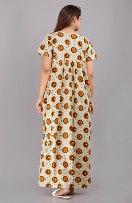 VRSU Women Nightdress(Beige, Brown)