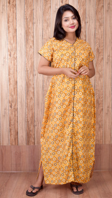 CLYMAA Women Maternity/Nursing Nighty(Yellow)