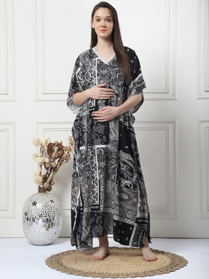 Secret Wish Women Maternity/Nursing Nighty(Black)
