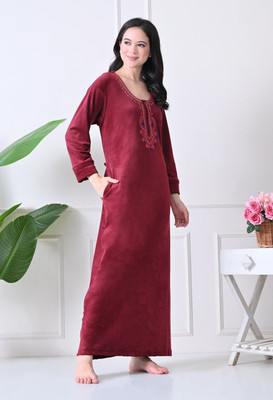 Dreamom Women Nighty(Maroon)