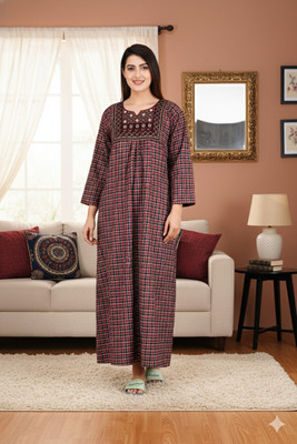 ANANT CREATION Women Nightdress(Red)