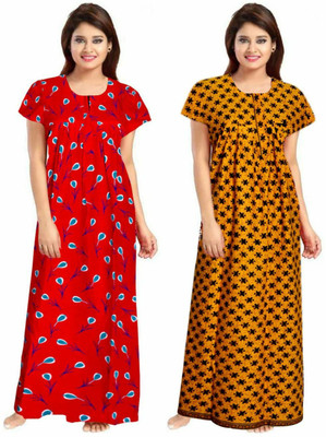 SILVER ORGANISATION Women Nighty(Red, Yellow)