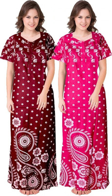 PVR Women Nighty Set(Multicolor)