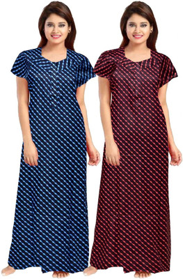 Ruishee Women Nighty Set(Blue, Red)