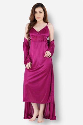 DreamBe Women Nighty with Robe(Purple)