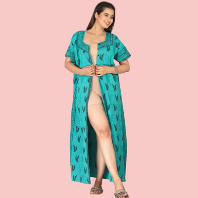 Durga Enterprises Women Maternity/Nursing Nighty(Blue)